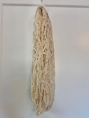 Vintage Cream Crochet Boho Scarf - Free People Inspired Infinity Scarf